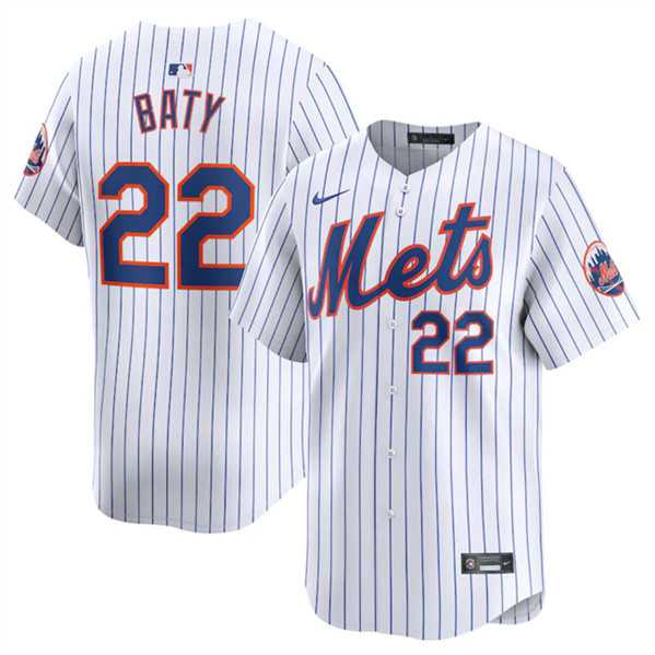 Mens New York Mets #22 Brett Baty White 2024 Home Limited Stitched Baseball Jersey Dzhi